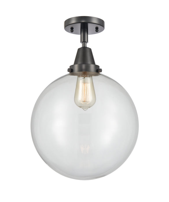 Innovations 447-1C-BK-G202-12 One Light Flush Mount, Matte Black