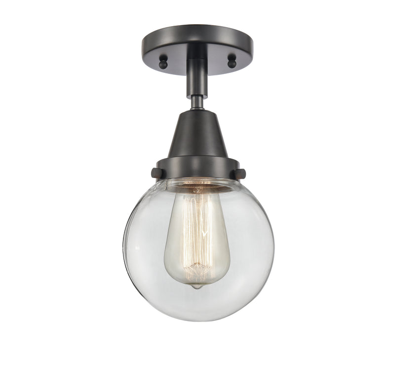 Innovations 447-1C-BK-G202-6 One Light Flush Mount, Matte Black