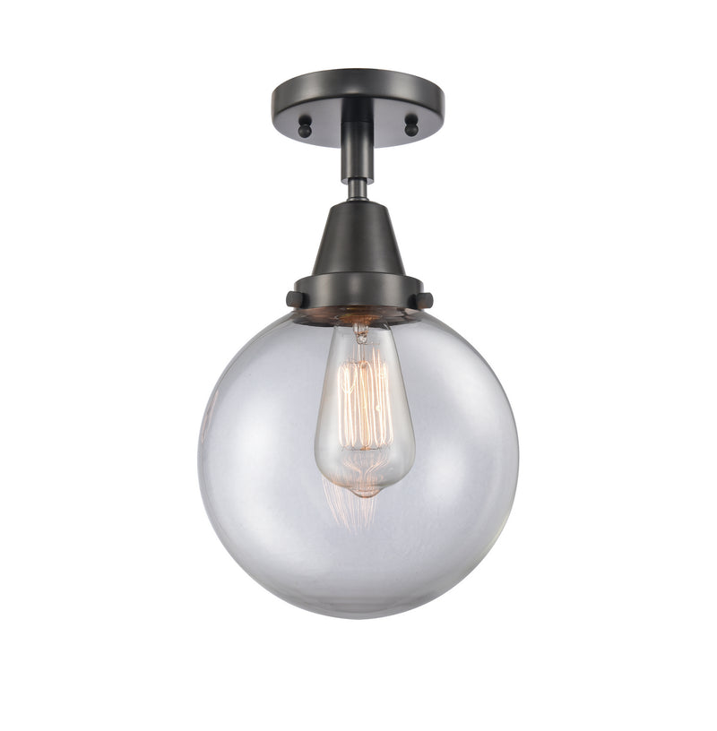 Innovations 447-1C-BK-G202-8 One Light Flush Mount, Matte Black
