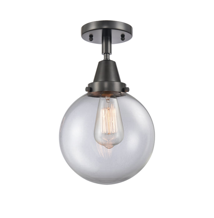 Innovations 447-1C-BK-G202-8 One Light Flush Mount, Matte Black