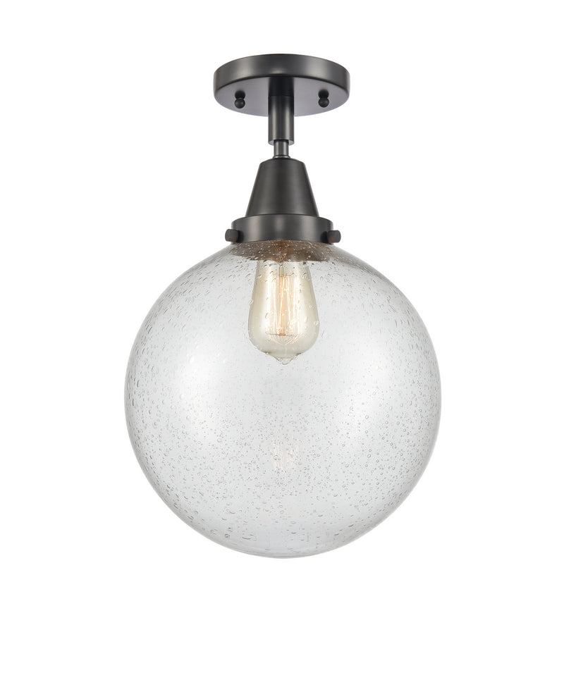 Innovations 447-1C-BK-G204-10 One Light Flush Mount, Matte Black