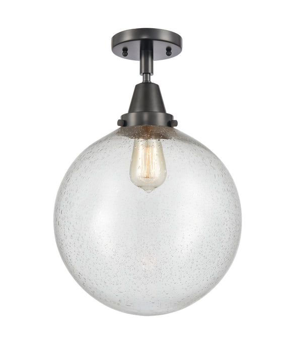 Innovations 447-1C-BK-G204-12 One Light Flush Mount, Matte Black