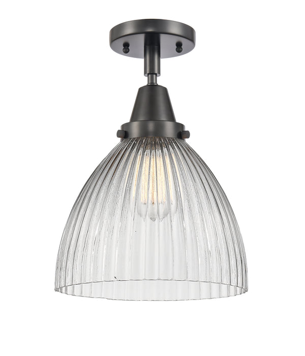 Innovations 447-1C-BK-G222 One Light Flush Mount, Matte Black