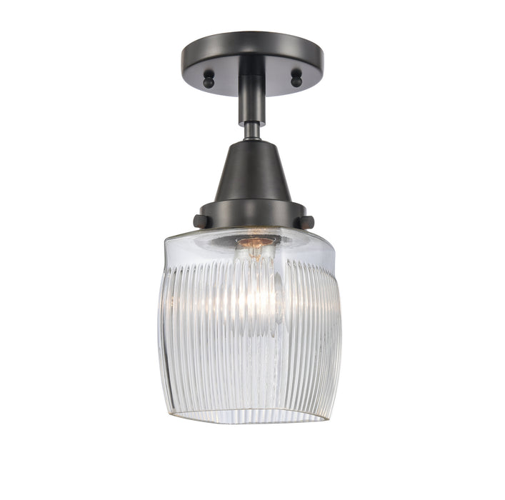 Innovations 447-1C-BK-G302 One Light Flush Mount, Matte Black