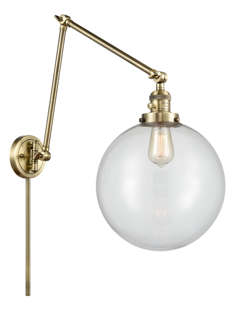 Innovations 238-AB-G202-12 One Light Swing Arm Lamp, Antique Brass