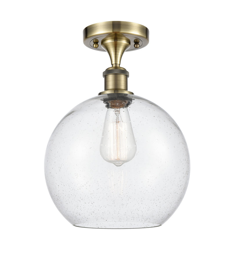 Innovations 516-1C-AB-G124-10 One Light Semi-Flush Mount, Antique Brass