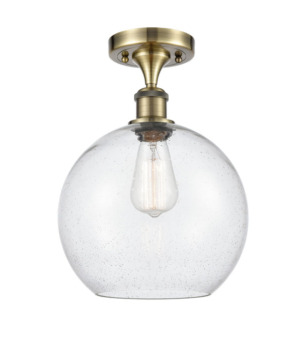 Innovations 516-1C-AB-G124-10 One Light Semi-Flush Mount, Antique Brass