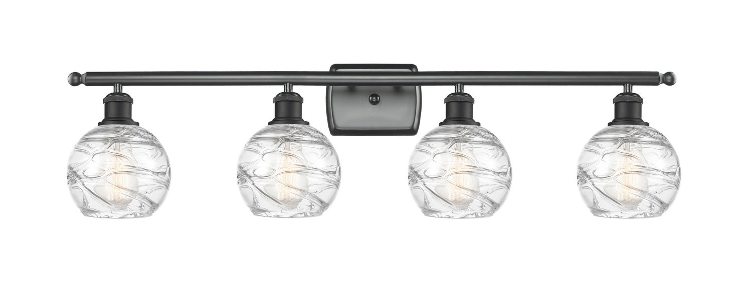 Innovations 516-4W-BK-G1213-6 Four Light Bath Vanity, Matte Black