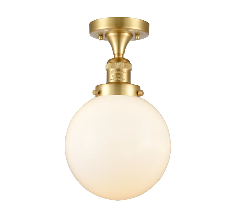 Innovations 517-1CH-SG-G201-8-LED LED Semi-Flush Mount, Satin Gold