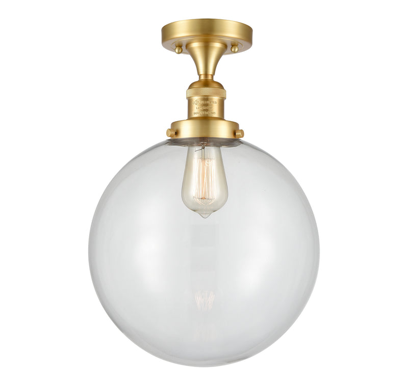 Innovations 517-1CH-SG-G202-12-LED LED Semi-Flush Mount, Satin Gold