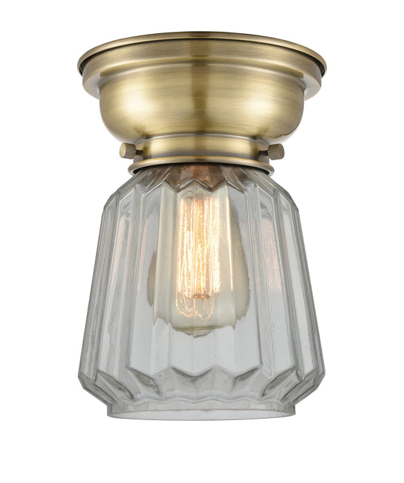 Innovations 623-1F-AB-G142 One Light Flush Mount, Antique Brass