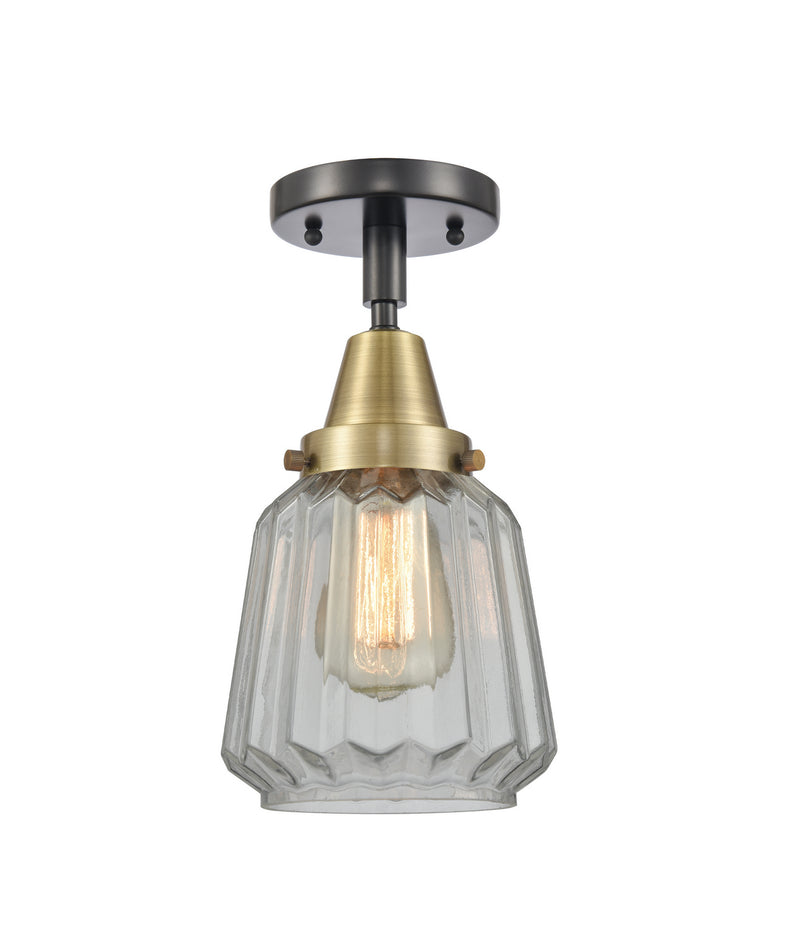 Innovations 447-1C-BAB-G142 One Light Flush Mount, Black Antique Brass