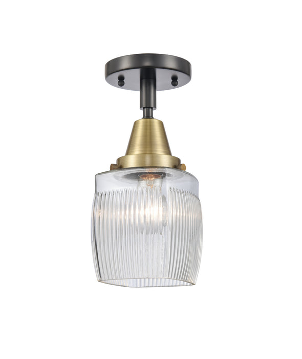 Innovations 447-1C-BAB-G302 One Light Flush Mount, Black Antique Brass