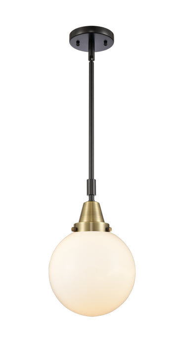 Innovations 447-1S-BAB-G201-8 One Light Mini Pendant, Black Antique Brass