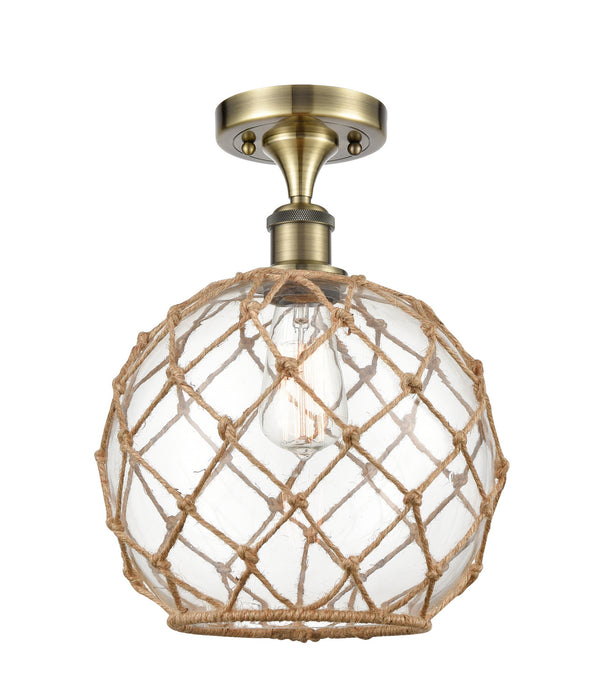 Innovations 516-1C-AB-G122-10RB One Light Semi-Flush Mount, Antique Brass