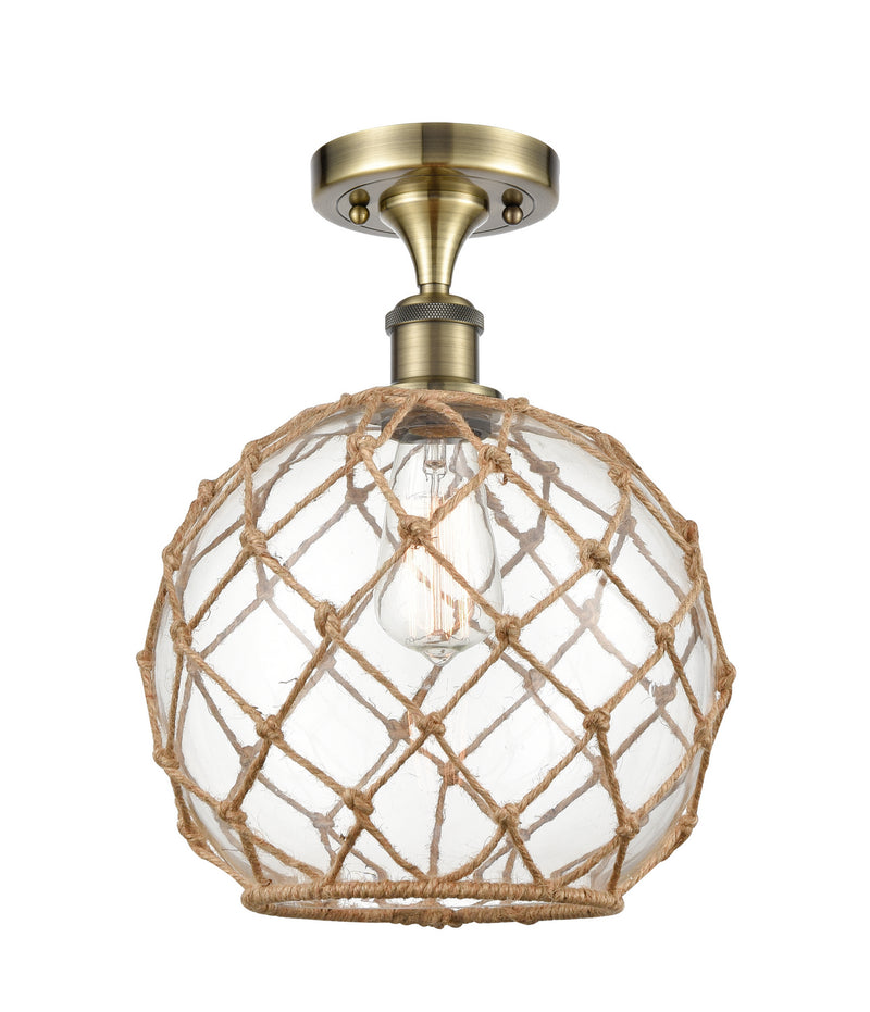 Innovations 516-1C-AB-G122-10RB-LED LED Semi-Flush Mount, Antique Brass