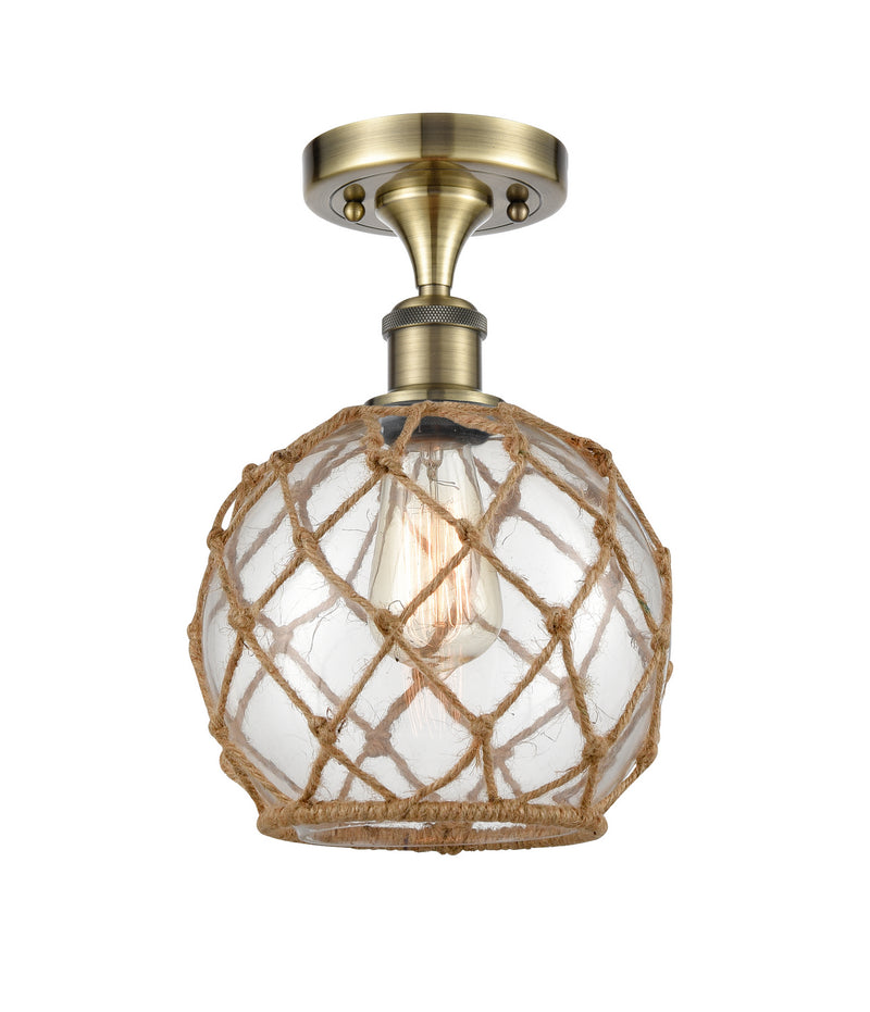 Innovations 516-1C-AB-G122-8RB One Light Semi-Flush Mount, Antique Brass