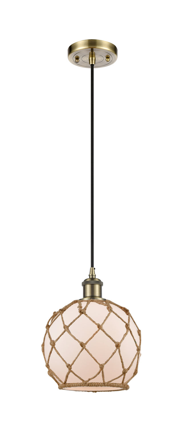 Innovations 516-1P-AB-G121-8RB One Light Mini Pendant, Antique Brass
