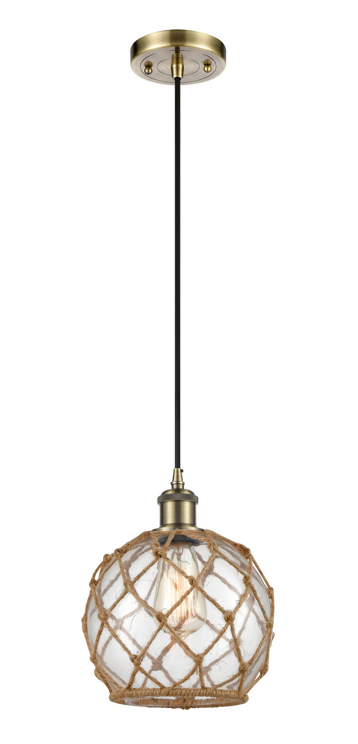 Innovations 516-1P-AB-G122-8RB One Light Mini Pendant, Antique Brass