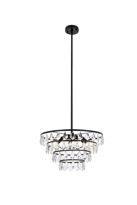 Elegant Lighting 1101D20BK Six Light Pendant, Black