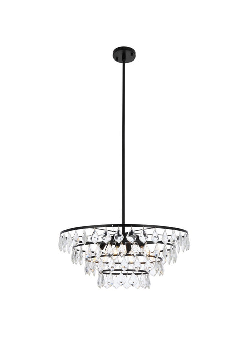 Elegant Lighting 1101D24BK Six Light Pendant, Black