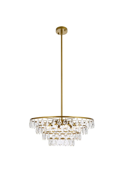 Elegant Lighting 1101D24BR Six Light Pendant, Brass