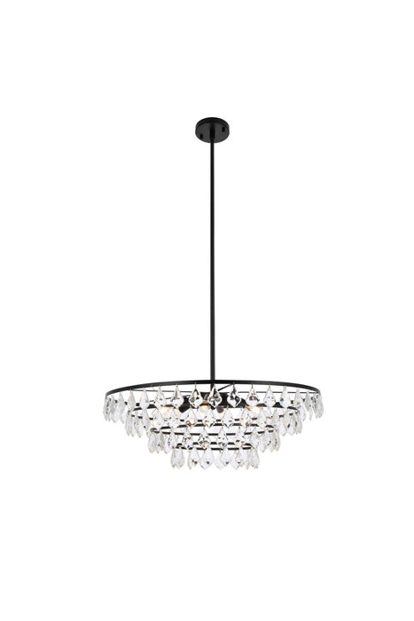 Elegant Lighting 1101D28BK Six Light Pendant, Black
