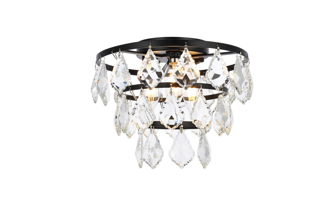 Elegant Lighting 1101F10BK Three Light Flush Mount, Black