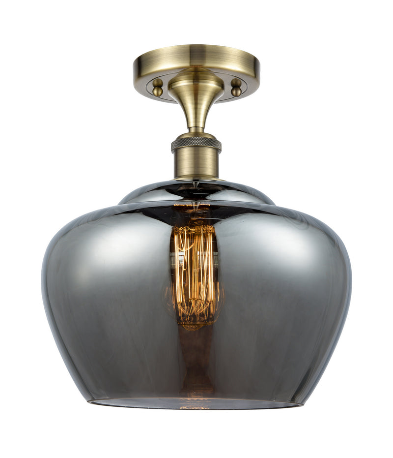 Innovations 516-1C-AB-G93-L One Light Semi-Flush Mount, Antique Brass