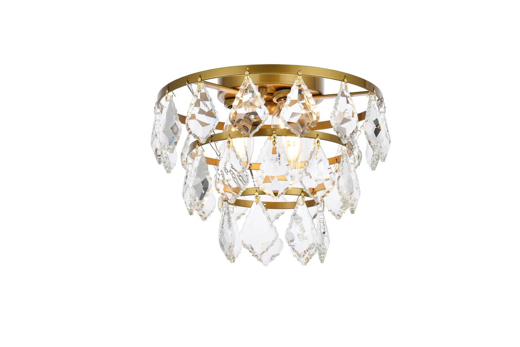 Elegant Lighting 1101F10BR Three Light Flush Mount, Brass