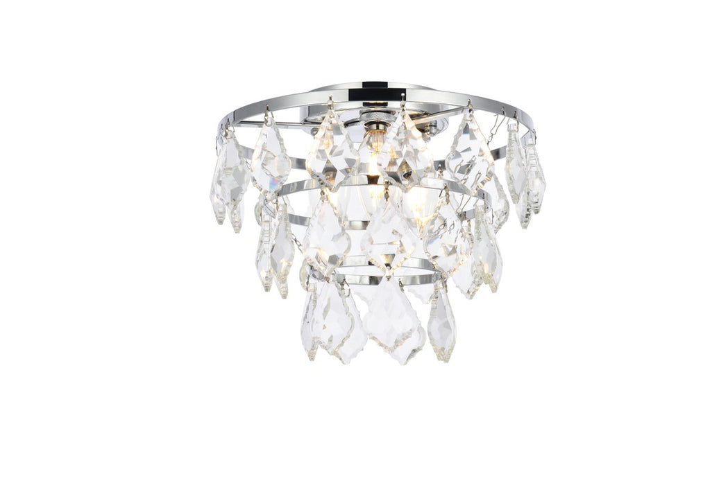 Elegant Lighting 1101F10C Three Light Flush Mount, Chrome