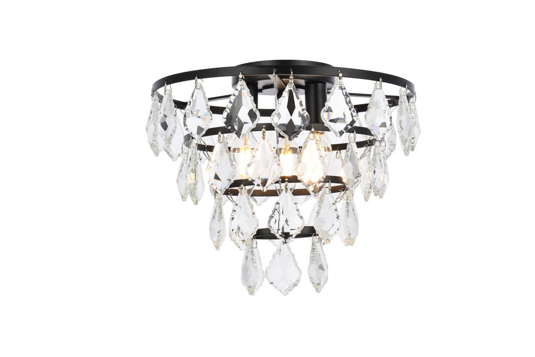 Elegant Lighting 1101F12BK Three Light Flush Mount, Black