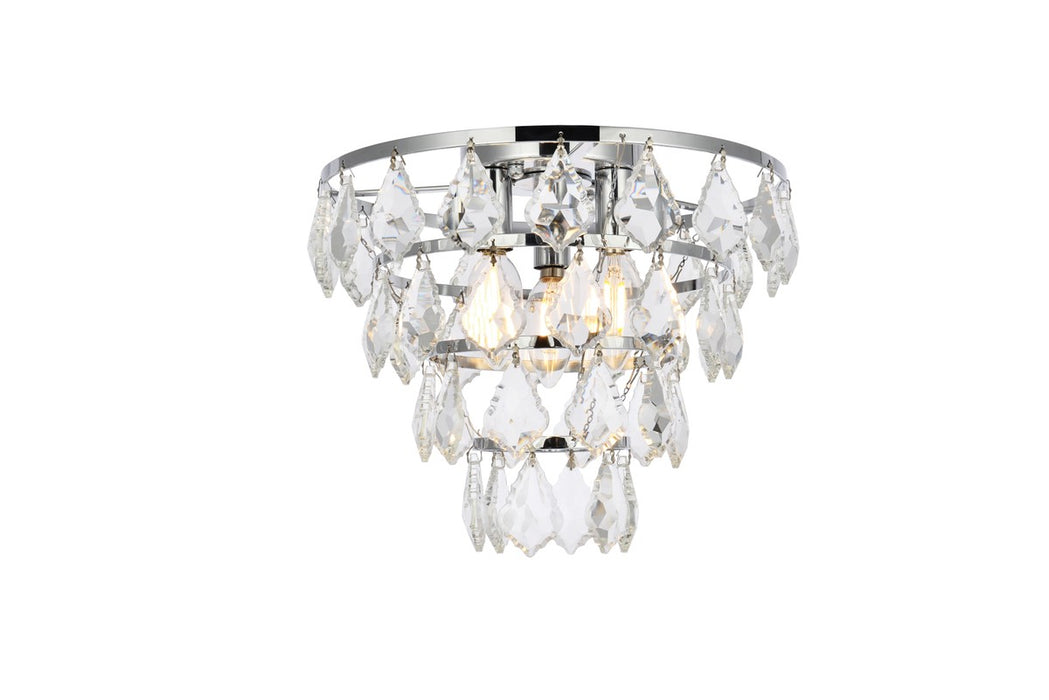 Elegant Lighting 1101F12C Three Light Flush Mount, Chrome
