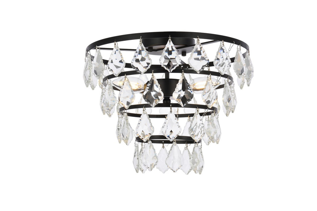 Elegant Lighting 1101F14BK Three Light Flush Mount, Black