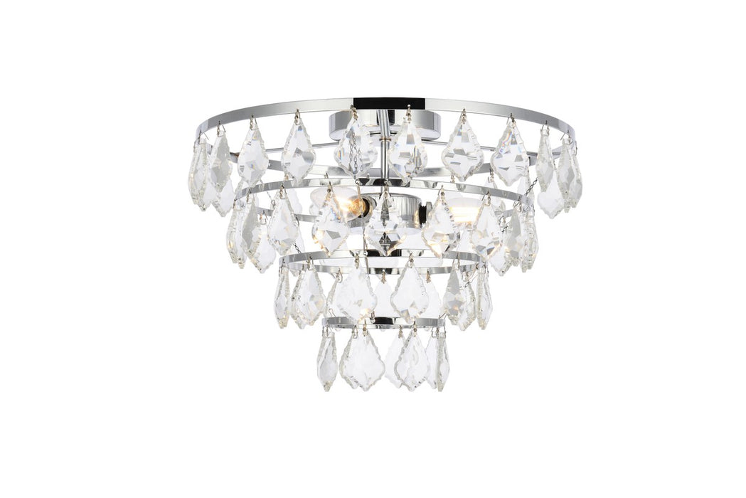 Elegant Lighting 1101F14C Three Light Flush Mount, Chrome