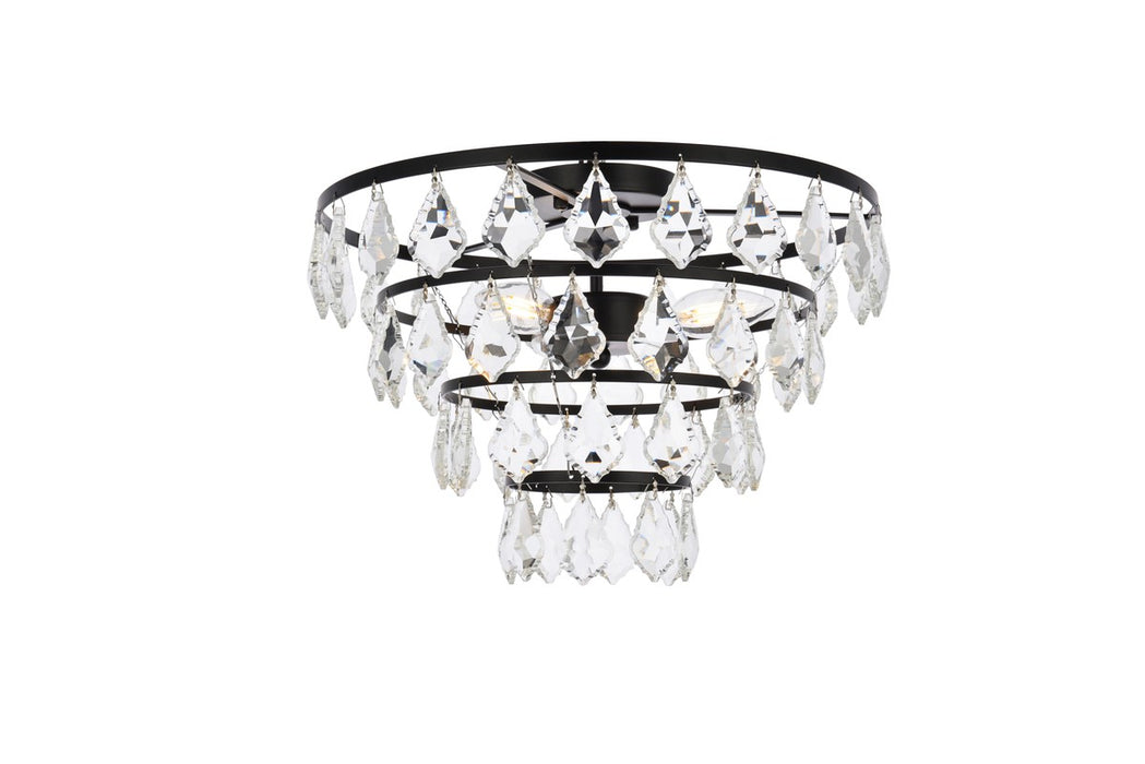 Elegant Lighting 1101F16BK Three Light Flush Mount, Black