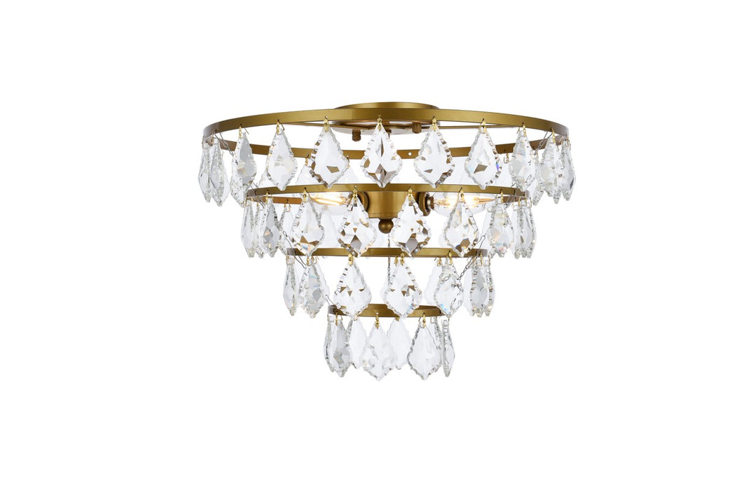 Elegant Lighting 1101F16BR Three Light Flush Mount, Brass