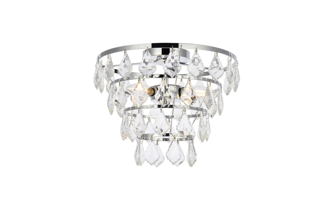 Elegant Lighting 1101F16C Three Light Flush Mount, Chrome