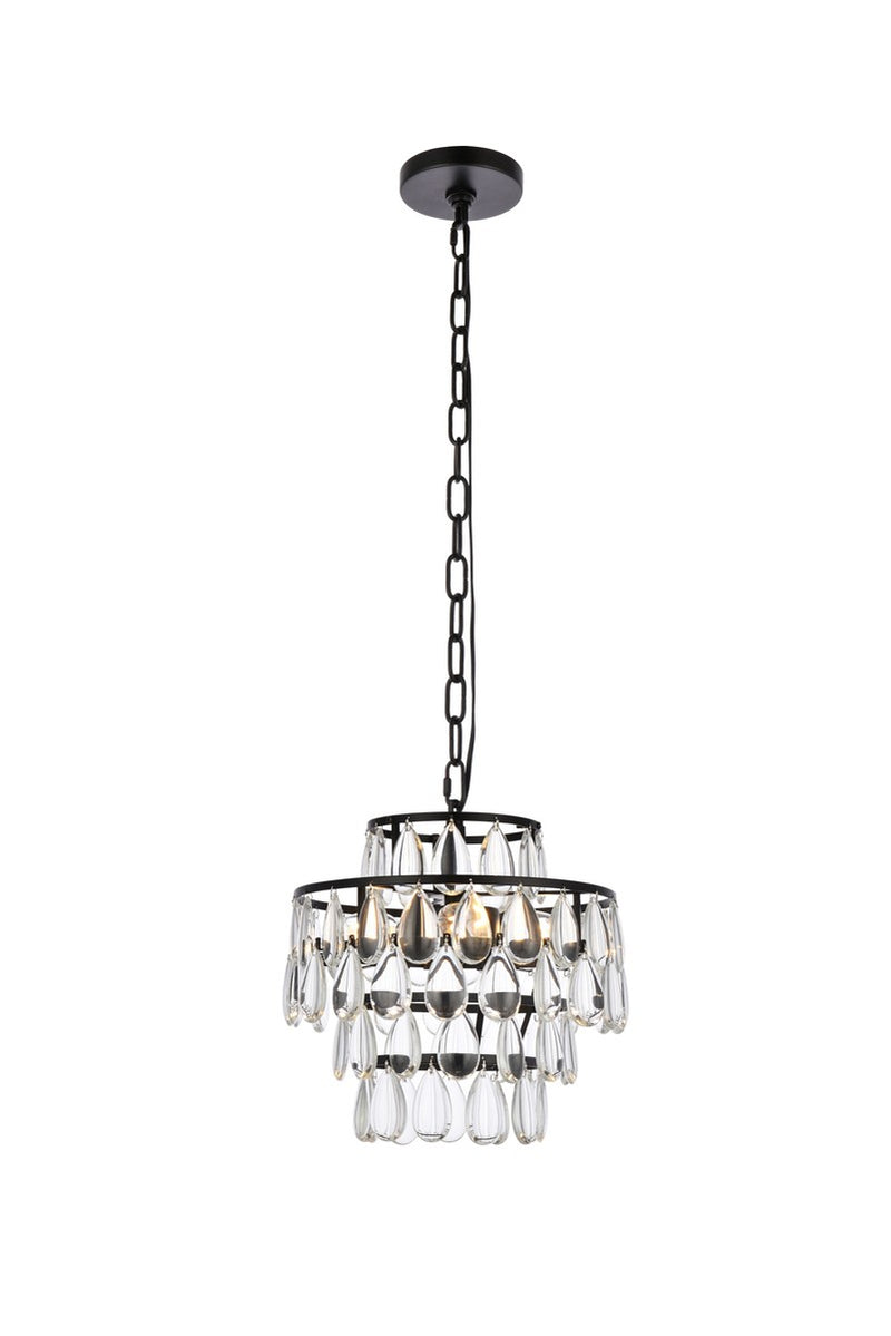 Elegant Lighting 1102D12BK Three Light Pendant, Black