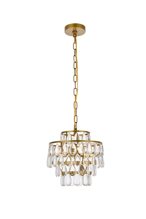 Elegant Lighting 1102D12BR Three Light Pendant, Brass