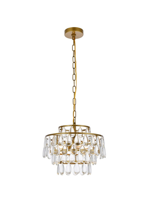 Elegant Lighting 1102D14BR Three Light Pendant, Brass