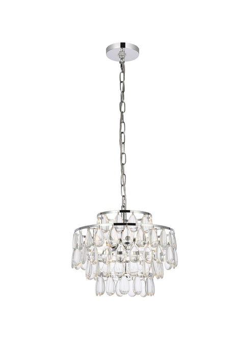 Elegant Lighting 1102D14C Three Light Pendant, Chrome