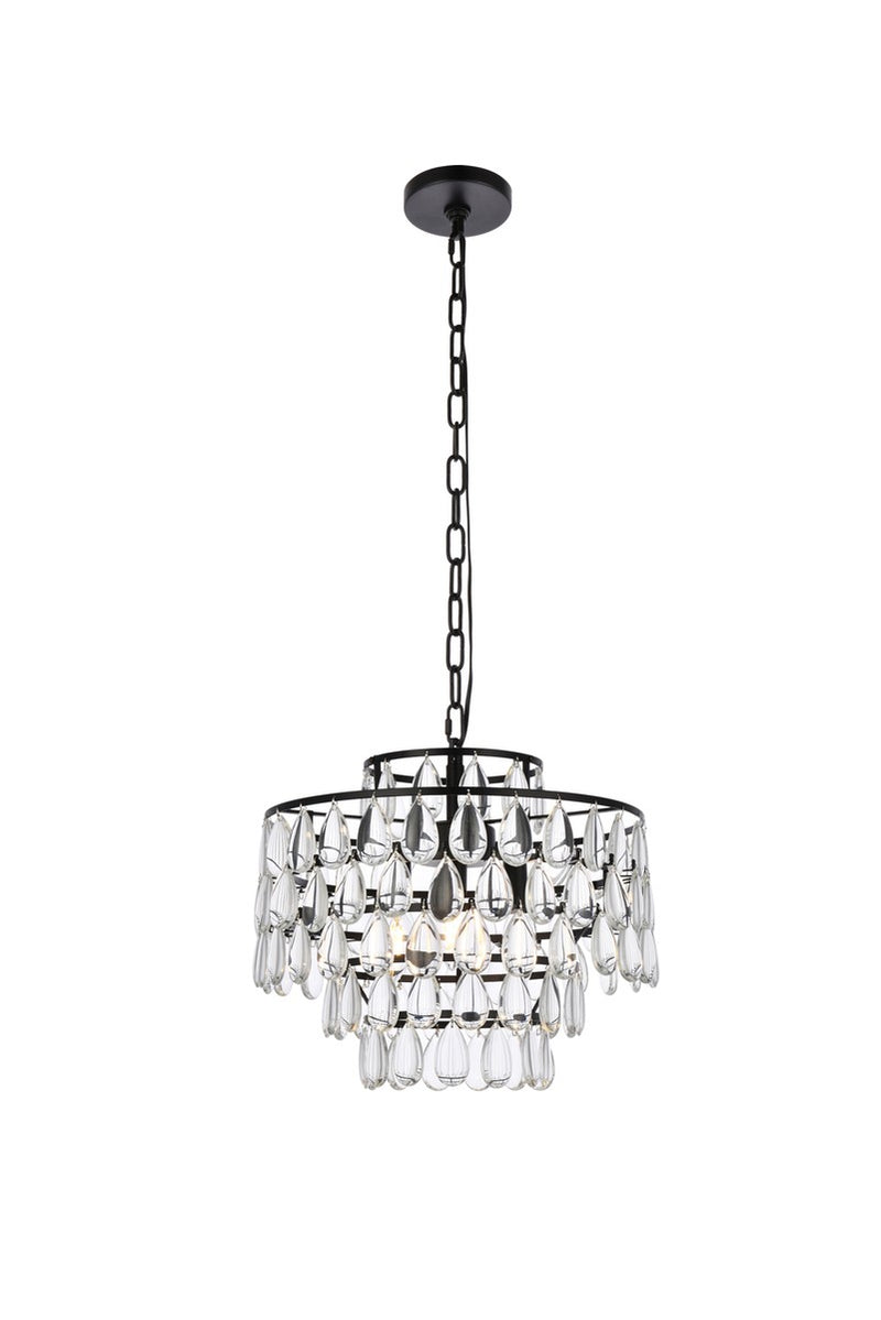 Elegant Lighting 1102D16BK Three Light Pendant, Black