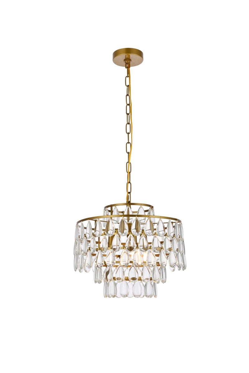 Elegant Lighting 1102D16BR Three Light Pendant, Brass
