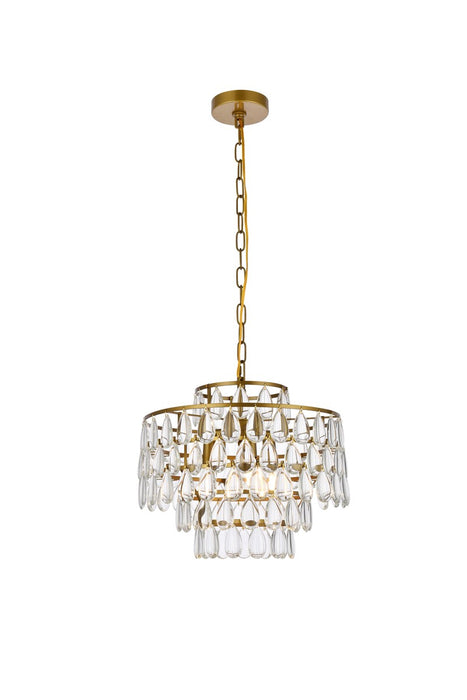 Elegant Lighting 1102D16BR Three Light Pendant, Brass