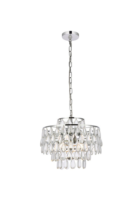 Elegant Lighting 1102D16C Three Light Pendant, Chrome