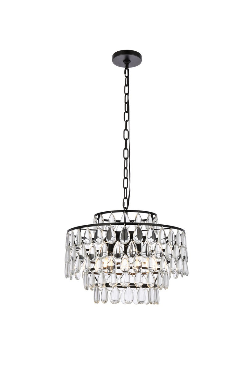 Elegant Lighting 1102D18BK Five Light Pendant, Black