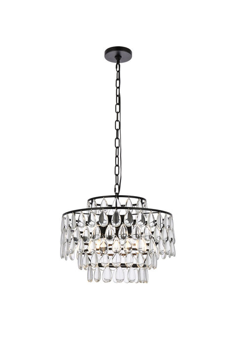 Elegant Lighting 1102D18BK Five Light Pendant, Black