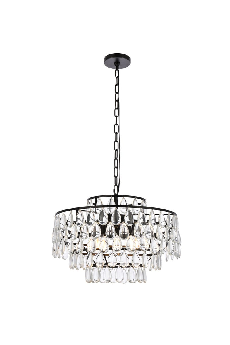Elegant Lighting 1102D20BK Five Light Pendant, Black
