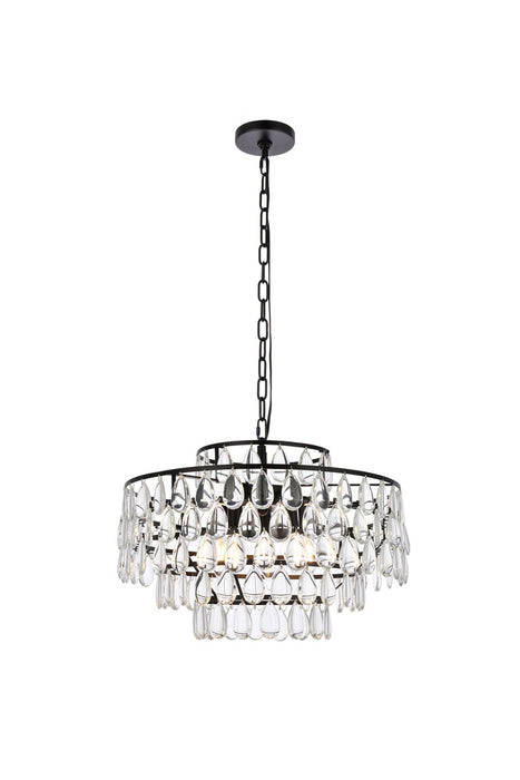 Elegant Lighting 1102D20BK Five Light Pendant, Black